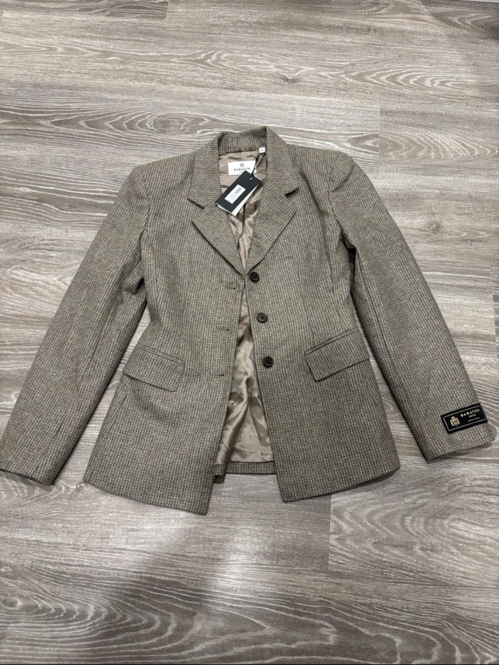 Aritzia Women's Taupe Herringbone Blazer